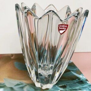 Mid-Century Jan‎ Johansson for Orrefors, Crystal 10-Point Tulip Vase Signed! EUC